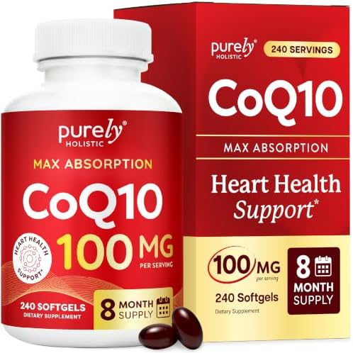 CoQ10 100mg Softgels, Heart Health Support, 8 Month Supply, High Absorption | Coenzyme Q10 for Energy Levels & Vitality Support, Co Q 10 Supplement