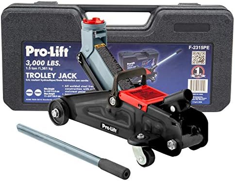 Pro-LifT F-2315PE Grey Hydraulic Trolley Jack Car Lift with Blow Molded Case-3000 LBS Capacity, 12 Inch, Black