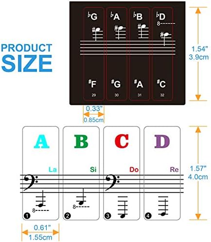 Piano Keyboard Stickers for 88/61/54/49/37 Key, Bold Large Letter Piano Stickers for Learning, Removable Piano Keyboard Letters