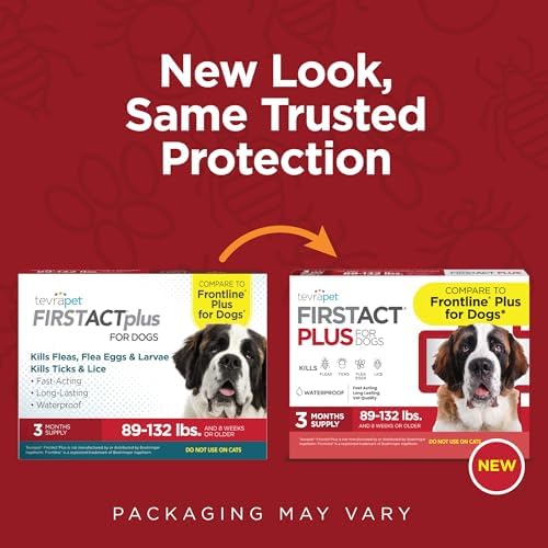 FirstAct Plus Flea Treatment for Dogs, Extra Large Dogs 89+ lbs, 3 Doses, Same Active Ingredients as Frontline Plus Flea and Tick Prevention for Dogs