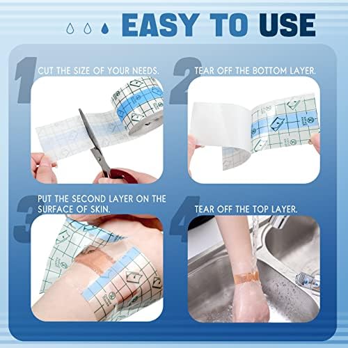 BBTO Transparent Waterproof Adhesive Dressing Bandage Tape, 6 x 197 Inch