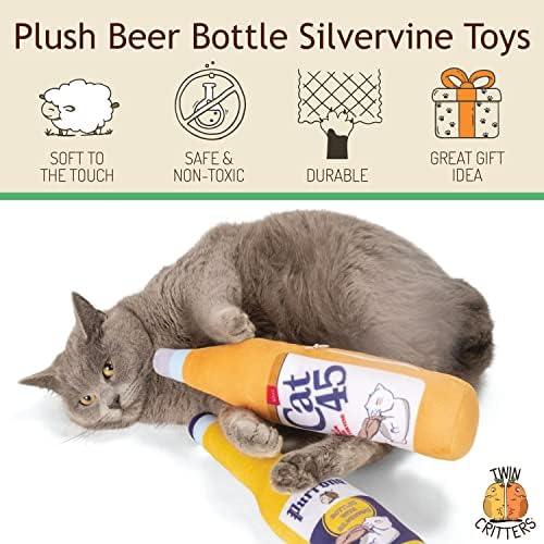 KittiForti 2-Pack Organic Silvervine Catnip Substitute Toys for Cats & Kittens | 100% All-Natural Wild Harvested Silvervine | 2 Refillable Beer