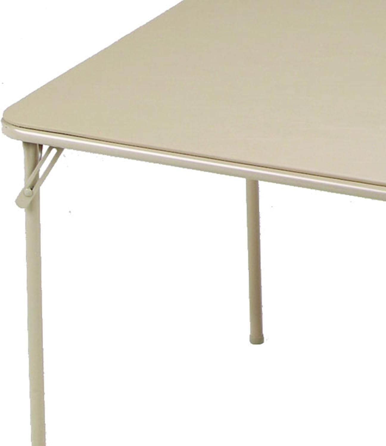 Sudden Comfort 34 by 34 Inch Portable EZ Slide Leg Lock Square Metal Padded Vinyl Top Folding Dining Card Table in Buff Tan