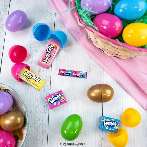Wonka Golden Egg Plastic Egg Hunt Mix, Candy Variety Pack Prefilled Easter Eggs, Pack of 12