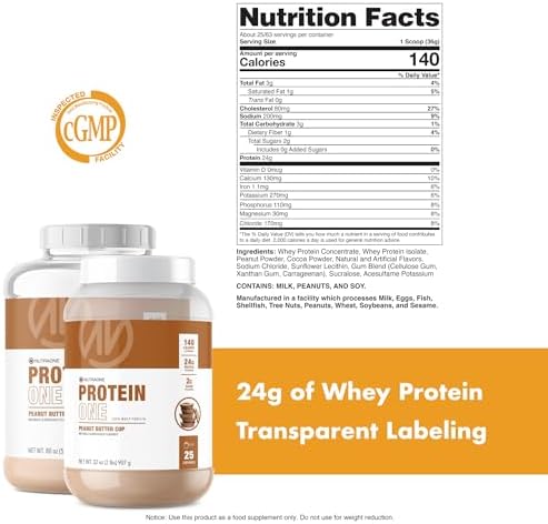 NutraOne ProteinOne Whey Protein Promote Recovery and Build Muscle with a Protein Shake Powder for Men & Women (Chocolate PB Cup, 5 LB)
