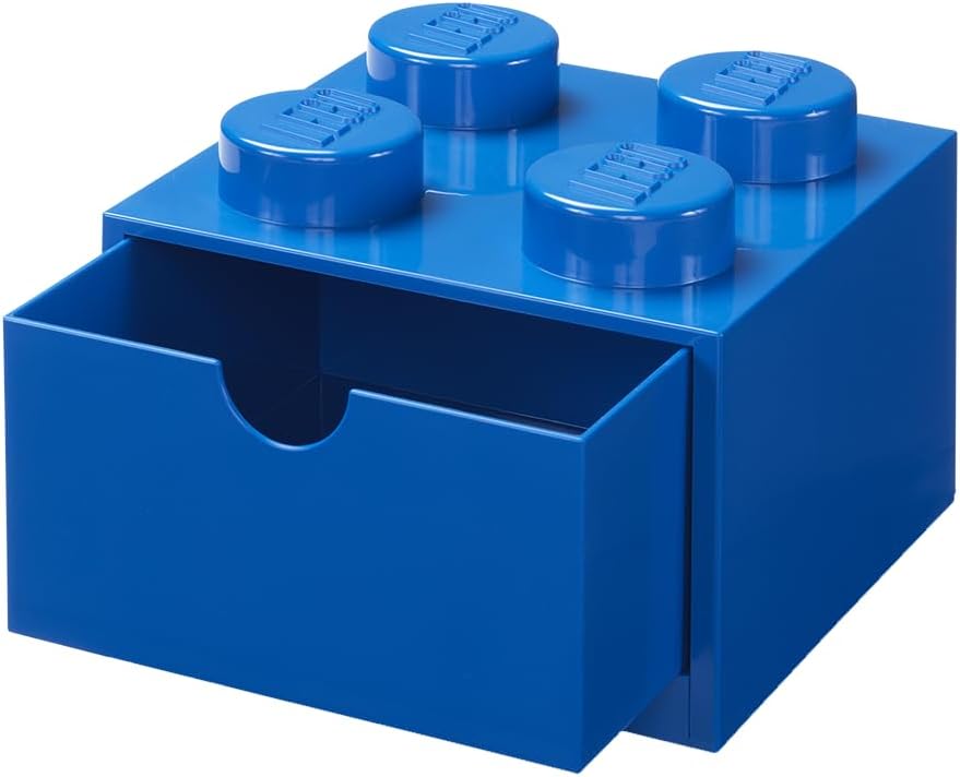 LEGO Stackable Desk Drawer RED with 8 Knobs - Plastic Storage Box for LEGO, Toys, Desk Drawers, Office Supplies, and Stackable Storage, Home Decoration