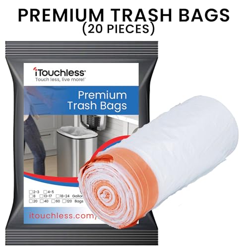 iTouchless Touchless Trash Can with AC Adapter, 3 Odor Filters Big Lid Opening Sensor Kitchen Garbage Bin, 13 Gallon, Stainless Steel, Platinum