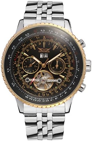 FORSINING Men's Self Winding Waterproof Automatic Stainless Steel Skeleton Tourbillon Calendar Wrist Watch