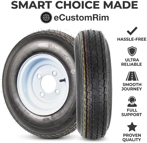 eCustomrim 2-Pack Trailer Tire Rim Assembly 4.80-8 480-8 LRC 4 Lug White | 4.80 X 8 8 Inch Load Range C 6 Ply Tire