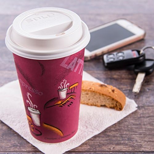 SOLO Cup White Traveler Drink-Thru Lid. Fits 10 Ounce Squat and 12, 16, 20 and 24 Ounce Solo Brand Hot Beverage Cups. 100 Pack