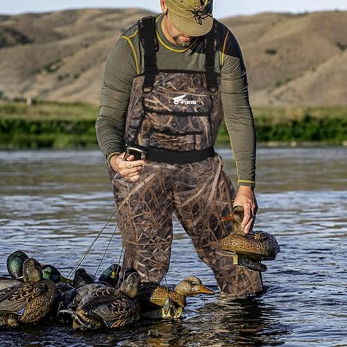 Hunting Waders with 1000G Insulation Rubber Boots, Neoprene Chest Wader, Waterproof Bootfoot Waders for Men & Women