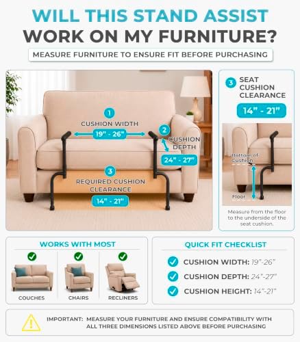 Able Life Universal Stand Assist with Legs, Chair Lift-Assist for Elderly, Grab Bar Standing Aid for Seniors, Daily Living Mobility Aid, Brown