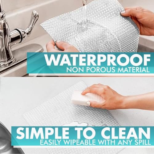Shelf Liner, Drawer Liner & Kitchen Cabinet Liner – Thick Waterproof Rubber Refrigerator Liners, Fridge Mat, Wire Shelf Cover for Dresser, Pantry