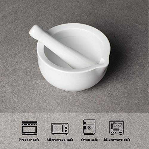 LEETOYI Small Ceramic Mortar Pestle Set, Herb Grinder Pill Crusher 3.3-inch