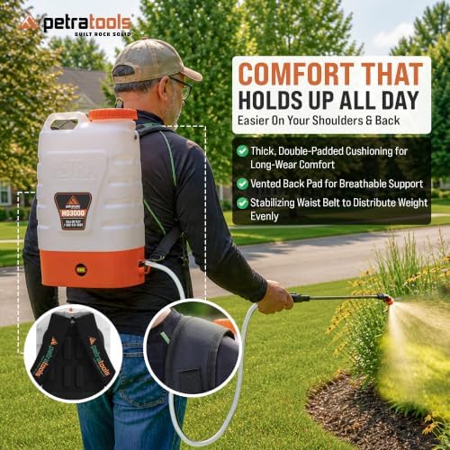 PetraTools 3 Gallon Battery Powered Backpack Sprayer - 2.5 Hour Runtime