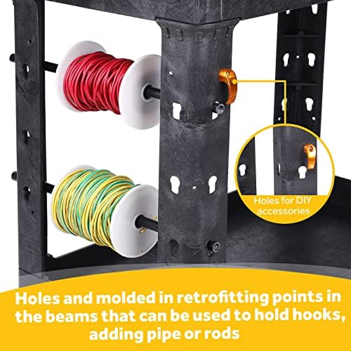 2-Tier Utility Rolling Cart, 34 x 17 in, 5" Swivel Wheels, 550lb | Deep Tub Shelves, Plastic Service Cart, Work Cart, Tool Cart, Tub Storage Organizer
