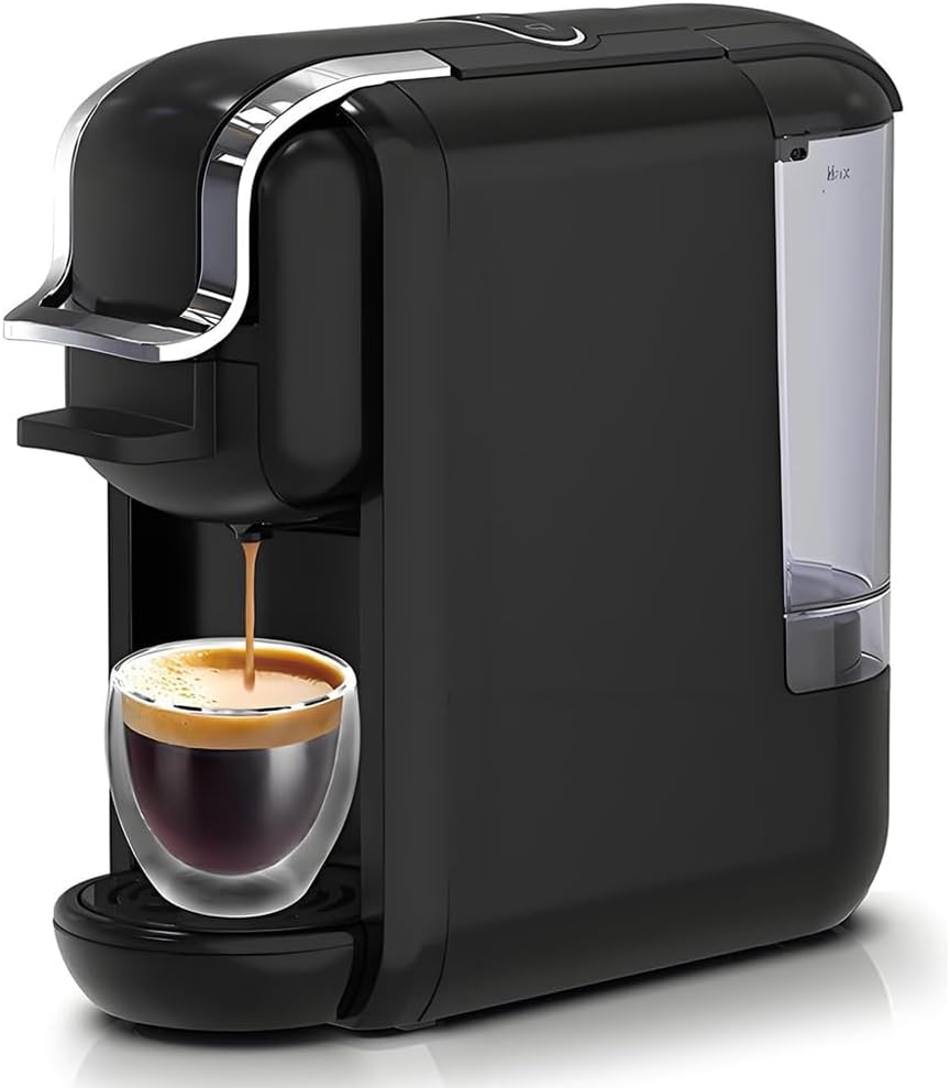 4-in-1 Pods Coffee Maker 19Bar, Compact Design Fast Brew Hot/Cold Espresso Machine for K Cup Pods,Nes Original/DG Capsule and Ground Coffee at Home or Office (White)