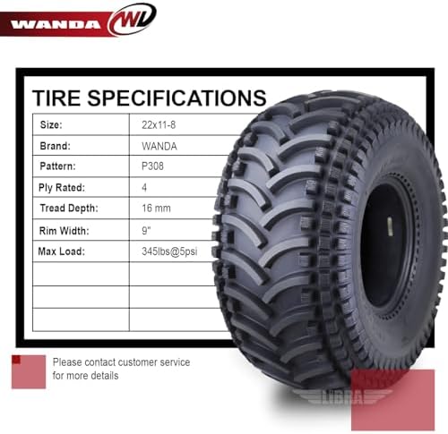 WANDA 2 New ATV Tires 22X11-8 22x11x8 4PR - 10135