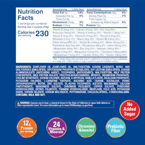 Ready-to-Mix Nutritionally Complete Powder – No Added Sugar, Gluten Free, Vanilla Flavor, 400g (7 Servings)