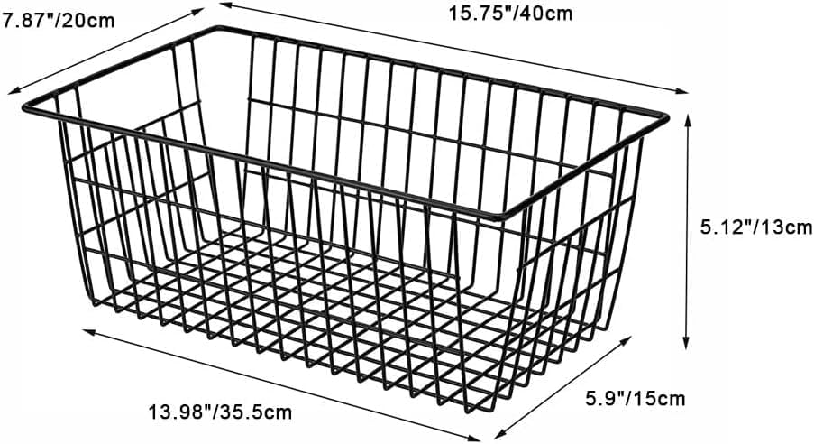 SANNO 15.7" Freezer Baskets Wire Storage Baskets Bin Organizer Food, Kitchen, Basket Organizers Bins for Home, Bathroom, Closet Organization, white