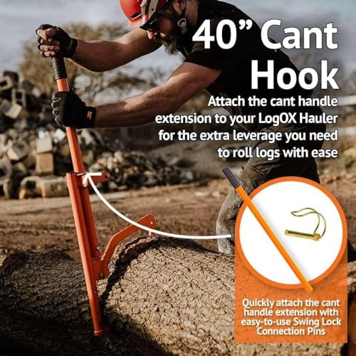 Hauler - 21” Cant Hook Log Roller and Carrier | Orange Powder-Coated Log Hauler Hand Tool for Firewood Harvesting, Brush or Tree Removal. (Patented, Made in USA, With A Warranty)