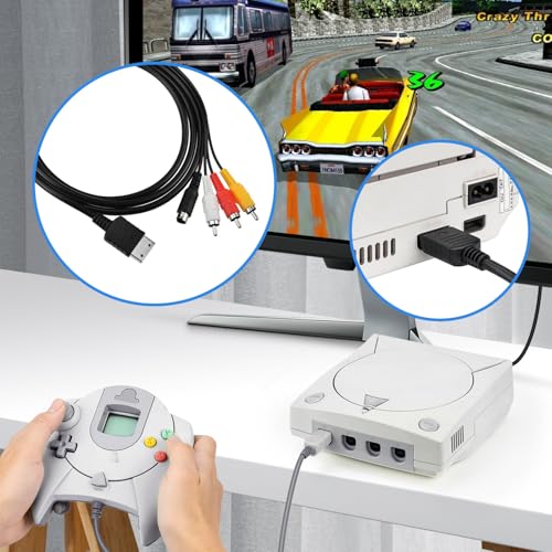 Mcbazel AV Cable for Sega Dreamcast, Composite RCA Audio Video Cord Compatible with Sega Dreamcast - 1.7M/5.58FT