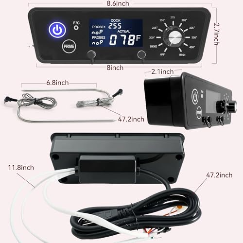 Digital LCD Display Trapezoid Thermostat Controller Board Panel Replacement Kits Compatible for Pit Boss Series 3/4/5/7 Wood Pellet Vertical Smoker