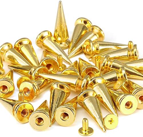 YORANYO 20 Sets 25MM Silver Color Metallic Spikes and Studs 1" Metal Bullet Cone Spikes Screw Back Large Punk Studs and Spikes for Clothing Shoes