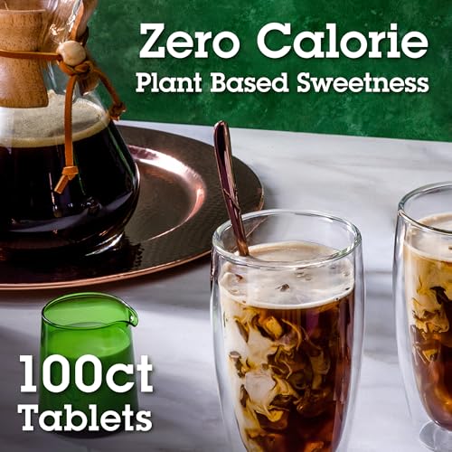 Stevia In The Raw, Stevia Sweetener Tablets, 100 Ct, Zero Calorie | Stevia Sugar Substitute, No Erythritol or Artificial Flavors, Vegan, Gluten Free, Kosher, Low Glycemic Index