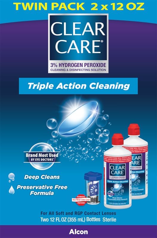 CLEAR CARE Cleaning & Disinfecting Contact Lens Solution, 12 Fl Oz, 2 Pack