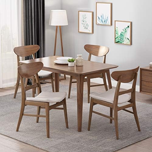Christopher Knight Home Heather Mid-Century Modern Dining Chairs (Set of 4), Dark Gray and Natural Oak