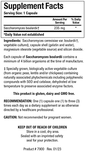 Biotics Research Saccharomyces boulardii Probiotics Supplement - 235 mg/Serving- Supports GI Health Microbial Balance, Healthy Immune & Pathway Responses - Dairy-Free, Temperature-Stable - 60 Capsules