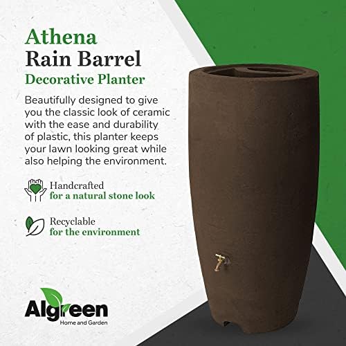 Algreen Rain Barrel - 80 Gallon with Brass Spigot, 2 Pack - Plastic | Brownstone Finish, Roto Molded Construction, Chip Fade Crack Resistant