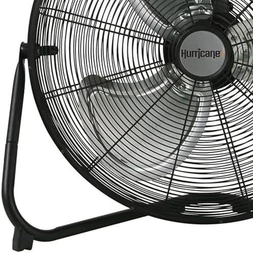 Hurricane Pro High Velocity Metal Blade Floor Fan, 3 Speeds, Black, 20in | Corded Electric Air Cooling Unit w/ 5300 CFM Airflow for Home, Greenhouses
