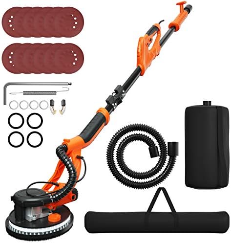 Goplus 750W Drywall Sander, Electric Foldable Sander Machine w/Dust-Free Automatic Vacuum System, 6 Variable Speed 800-1750 RPM