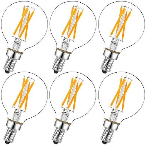 Litehistory e12 led bulb dimmable g16.5 Light Bulb 4W Equal 40 Watt 400lm AC120V e12 Candelabra Bulb 40 Watt for Chandeliers,Ceiling Fan,Vanity Warm White 2700K Globe candelabra Light Bulb 6Pack