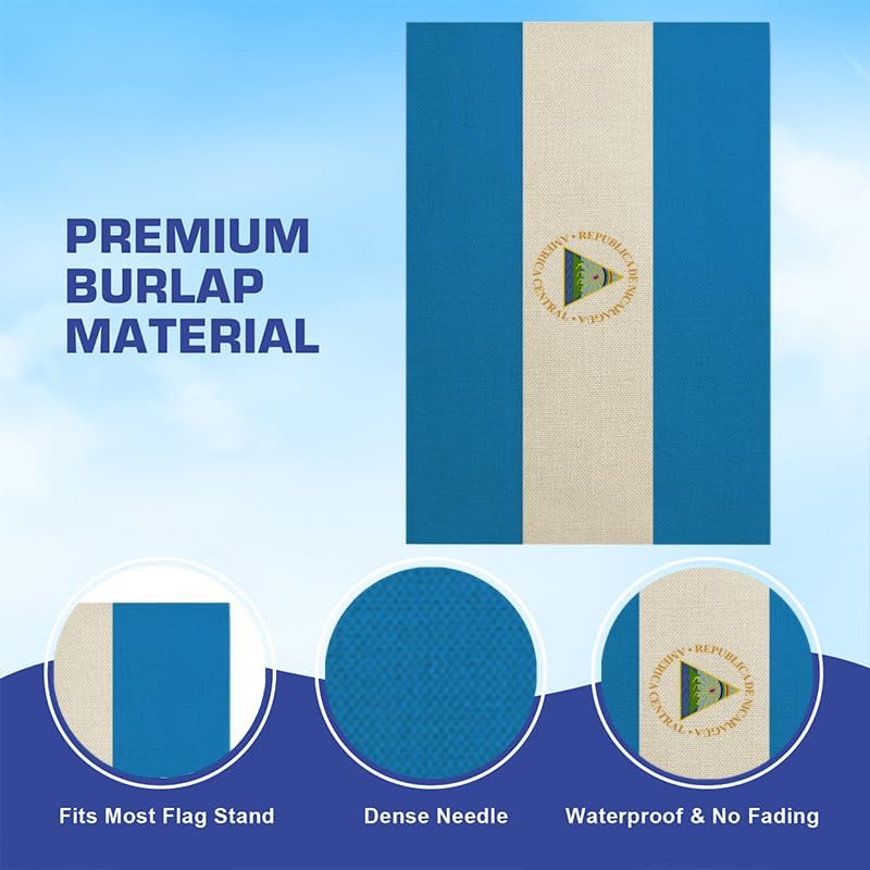 Nicaragua Nicaraguans Garden Flags 12x18 Inch Double Sided Burlap Patriotic Country Yard Flag Banners Outdoor Weather Resistant Farmhouse Porch Lawn Decoration