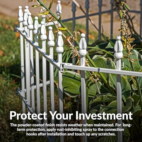 Sunnydaze Decorative Garden Fence Border, 9ft, 5 Panels, Black | 22" W x 18" H No Dig Metal Edging for Flower Beds, Yard, Lawn, Pathways & Landscaping, Roman Finial Design