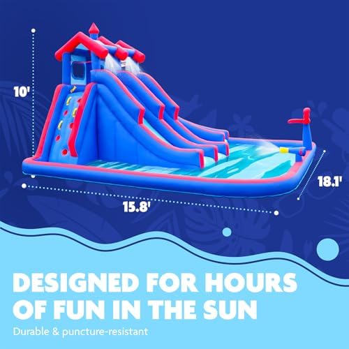 Sunny & Fun Mega Sport Inflatable Water Triple Slide Park for Kids Backyard