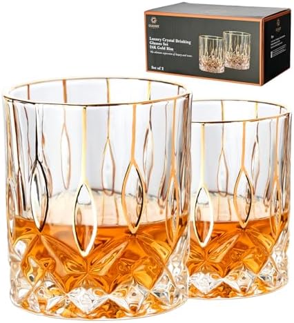 GLASKEY 12 oz Storm Japanese Whiskey Glasses Set of 4, Unique Cognac Glasses, Heavy Thick Bottom Bar Glass for Scotch Bourbon Rum Gin Water Cocktail,Gifts Men Gifts Ideas