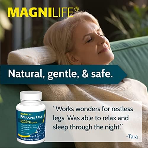 MagniLife Relaxing Legs Sublingual Tablets, 125 Count, Quick-Dissolving Homeopathic Pain Reliever & Nighttime Sleep Aid, Helps Calm Restless Legs, Discomfort & Sleepless Tossing