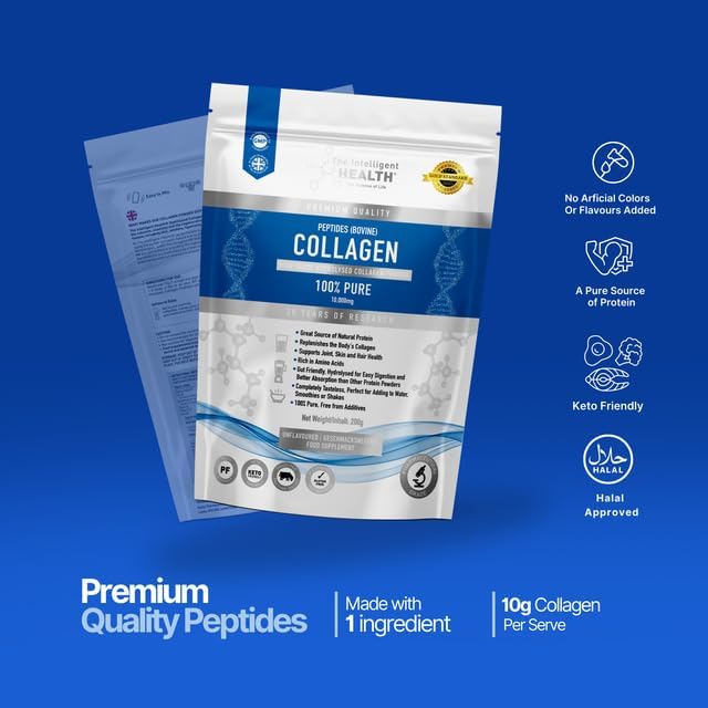 Collagen Peptides Powder, Hydrolyzed Collagen, Type I & III, 45 Servings | Grass Fed, Unflavored, Gluten Free, Keto/Paleo, Skin Support, Hair, Nail, Joints, 10g Servings, 15.9 Oz