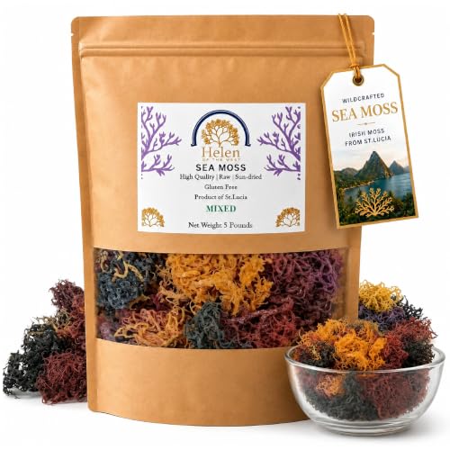Wildcrafted Sea Moss | Gold - Purple - Green - Mixed | 100% Natural Irish Moss from St.Lucia | Mineral-Rich Superfood | 8oz Sun-Dried Moss | NO