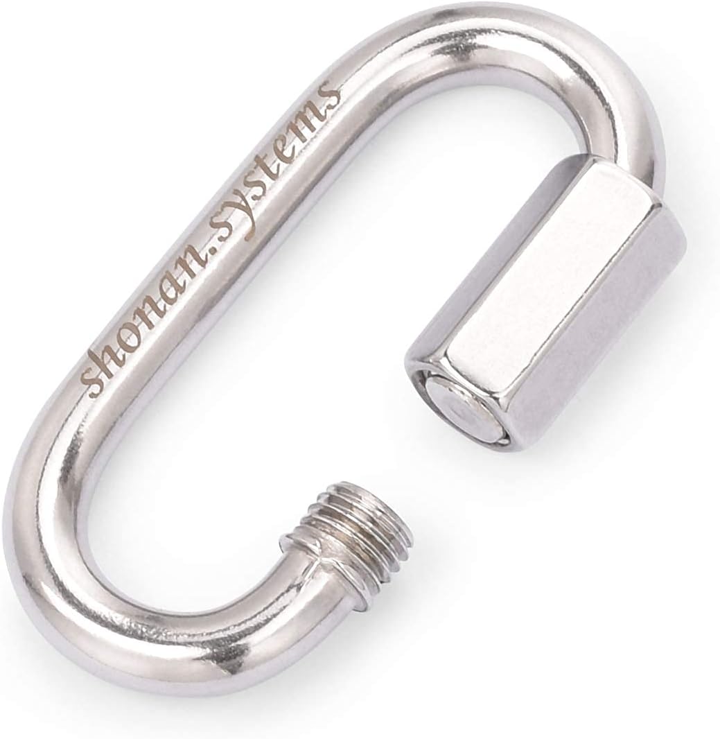 SHONAN Heavy Duty Marine Chain Quick Links, Stainless Steel Chain Connectors, Corrosion Resistant Locking Carabiners