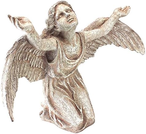 Design Toscano In Grace Girl Child Angel Memorial Indoor/Outdoor Garden Statue, 14 inches wide, 24 inches tall, Cast Stone Resin, Antique Stone Finish