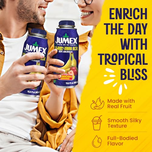Jumex Mango Nectar Lata Botella - Made with Fresh Fruit Puree - Mango Juice Concentrate for Tropical Fruit Smoothie Mix, Cocktail Mixers & Kids Beverages - 15.5oz, 12 Pack Resealable Juice Bottles