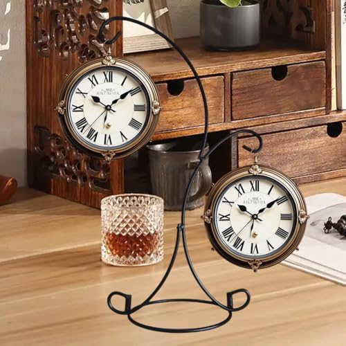 Ornament Display Stand Iron Pothook Stand for Hanging Glass Terrarium/Picture (Double-Hook, Black)