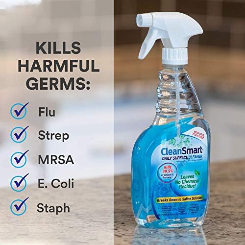 CleanSmart Daily Surface Cleaner and Pet-Safe Disinfectant, 23 oz (2 pack) | Hypochlorous Acid Spray Kills 99.9% of Viruses and Bacteria, No Harsh Residue, Food Contact Surface Sanitizer, No Rinse