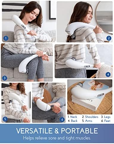 Zyllion ZMA-27 Handheld Electric Massager with Heat for Pain Relief, White