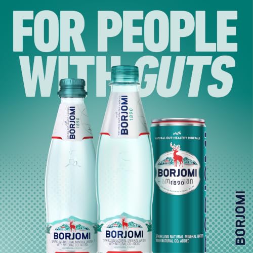 BORJOMI Sparkling Mineral Water with Natural Minerals - Crisp and Bold Taste - PET Bottles - 33.8 oz, Bottled Water 6 Pack